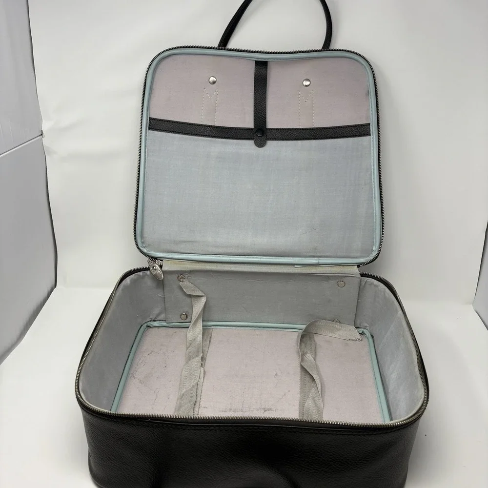 VTG Sony Travel Case Maruem Japan Briefcase Black Leather Nerdy AV Club Academia